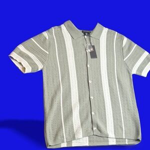 Art of Rhetoric Knit Button Up‎ Shirt Mens AOR Collared Short Sleeved Academia